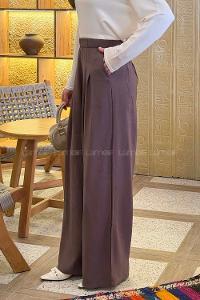 Soft Brown Cotton Fabric High Waist Comfortable Pants
