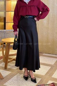 Lamelif Saten Etek Siyah