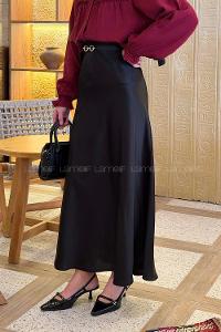 Lamelif Saten Etek Siyah