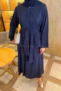 Lamelif Taşlı Bağlamalı Takım Siyah