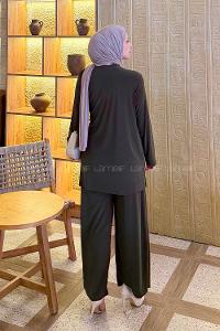 Lamelif Toka Detaylı Asimetrik Takım Haki