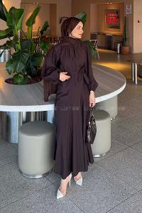 Lamelif Birit Düğme Detaylı Takım Acı Kahve