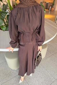 Lamelif Birit Düğme Detaylı Takım Acı Kahve