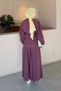 Lamelif Birit Düğme Detaylı Takım Mürdüm