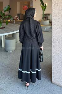 Lamelif Cep Detaylı Etekli Takım Siyah