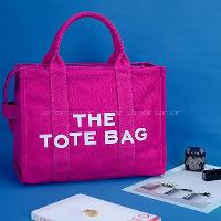 Lamelif Tote Bag Nakışlı Kanvas Kumaş Kadın Çanta Fuşya