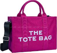 Lamelif Tote Bag Nakışlı Kanvas Kumaş Kadın Çanta Fuşya