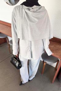 Gray Shirt Collar Long Arm Viscose Fabric Regular Trousers Material Suit