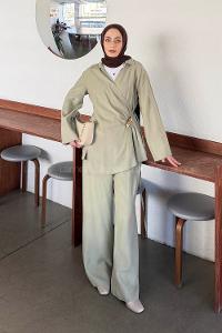 Plum Green Pool Neck Long Arm Modal Regular Trousers Comfortable Suit