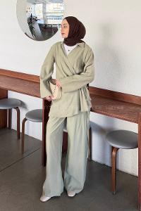 Plum Green Pool Neck Long Arm Modal Regular Trousers Comfortable Suit