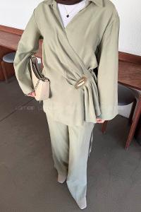 Plum Green Pool Neck Long Arm Modal Regular Trousers Comfortable Suit