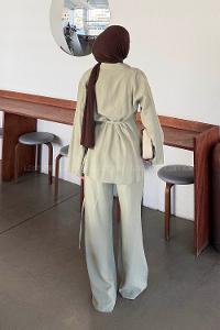 Plum Green Pool Neck Long Arm Modal Regular Trousers Comfortable Suit