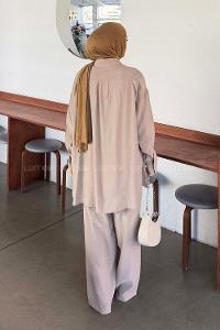 Mink Shirt Collar Long Arm Modal Regular Trousers Comfortable Suit