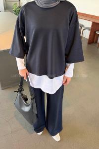 Lamelif Üçlü Tesettür Takım Antrasit