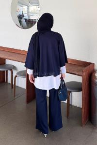 Lamelif Üçlü Tesettür Takım Lacivert