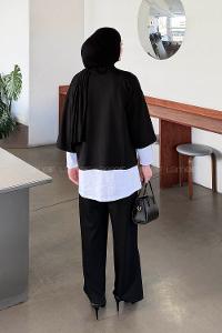 Black Crew Neck Long Arm Cotton Regular Trousers Comfortable Suit