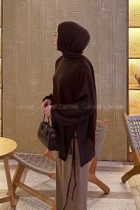 Bitter Brown Crew Neck Viscose Fabric Unprinted Tunic