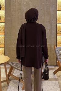 Bitter Brown Crew Neck Viscose Fabric Unprinted Tunic