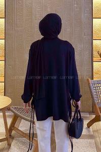 Navy Blue Crew Neck Viscose Fabric Unprinted Tunic