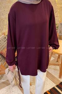 Plum Crew Neck Viscose Fabric Unprinted Tunic