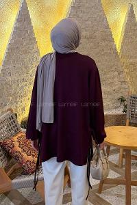 Plum Crew Neck Viscose Fabric Unprinted Tunic