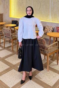 Lamelif Dantel Dikişli Gömlek Beyaz