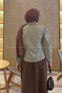 Lamelif Dantel Dikişli Gömlek Çağla Yeşili