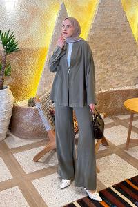 Khaki Shirt Collar Long Arm Without Accessories Combed Fabric Regular Trousers Material Suit