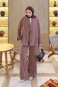 Soft Brown Shirt Collar Long Arm Without Accessories Combed Fabric Regular Trousers Material Suit