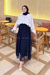 Lamelif Fırfır Detaylı Gömlek Beyaz