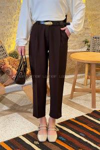 Lamelif Kemer Detaylı Havuç Pantolon Acı Kahve