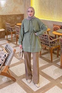 Lamelif Pelerin Detaylı Gömlek Yeşil