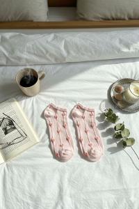Lamelif Yıkamalı Penye Fitilli Kalp Çorap
