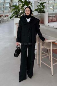 Lamelif Atkılı Blazer Takım Siyah