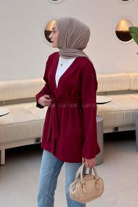 Claret Red Long Arm Atlas Straight Kimono