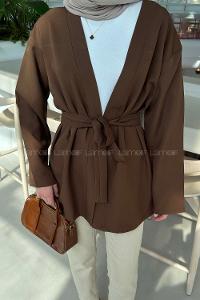 Dark Brown Long Arm Atlas Straight Kimono