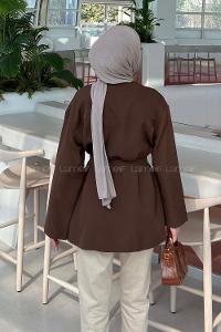 Dark Brown Long Arm Atlas Straight Kimono