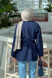 Navy Blue Long Arm Atlas Straight Kimono