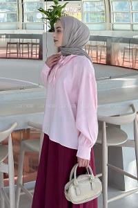 Lamelif Bebe Yaka Bağlamalı Tunik Pembe