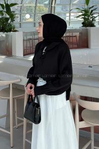 Lamelif Bebe Yaka Bağlamalı Tunik Siyah