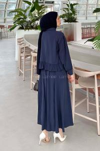 Lamelif Büzgü Detaylı Etekli Takım Lacivert