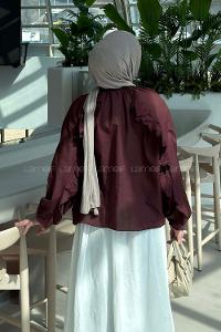 Lamelif Fırfır Detaylı Gömlek Mürdüm