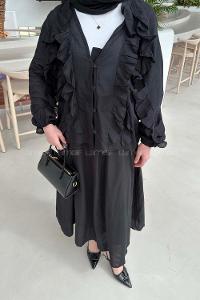 Lamelif Fırfır Detaylı Gömlek Siyah