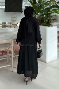 Lamelif Fırfır Detaylı Gömlek Siyah