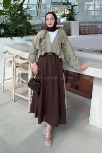 Lamelif Fırfır Detaylı Gömlek Haki