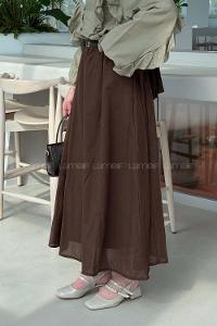 Lamelif Kemerli Cepli Tesettür Etek Acı Kahve