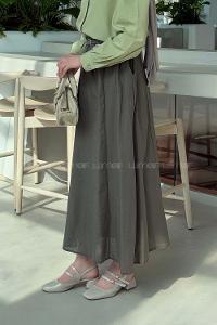 Lamelif Kemerli Cepli Tesettür Etek Haki