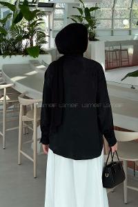 Black Shirt Collar Long Arm Polyester Unprinted Shirt