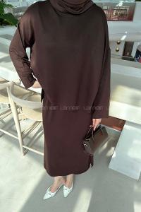 Lamelif Kristal Etekli Tesettür Takım Acı Kahve