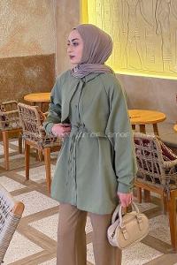 Lamelif Pelerin Detaylı Gömlek Çağla Yeşili